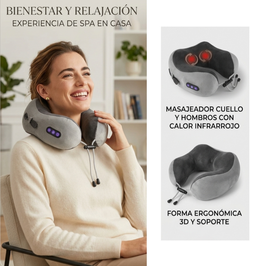 Almohada Masajeadora Cervical con Calor | Alivio del Dolor y Relajación Profunda