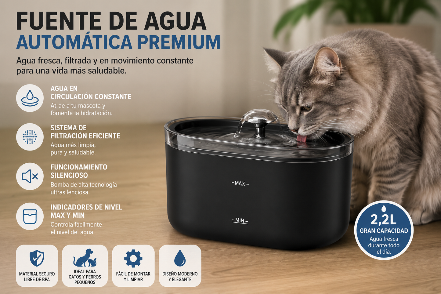 Fuente de agua para mascotas