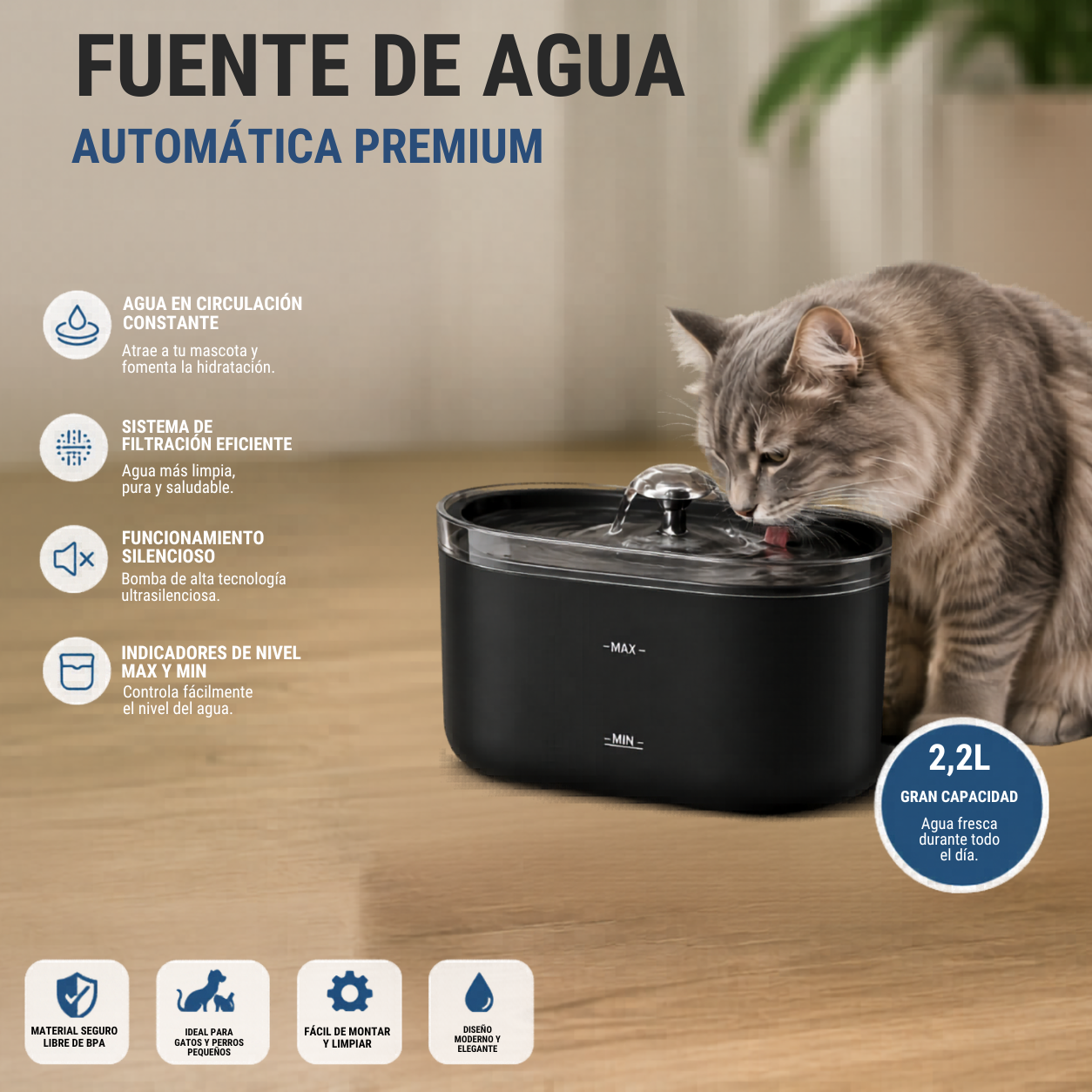 Fuente de agua para mascotas