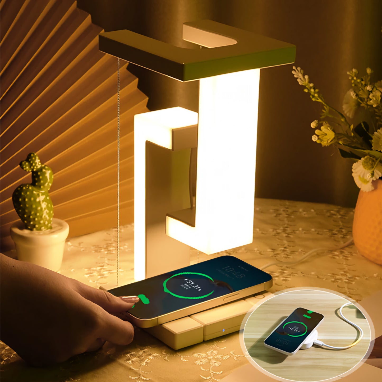Lámpara LED flotante con carga inalámbrica